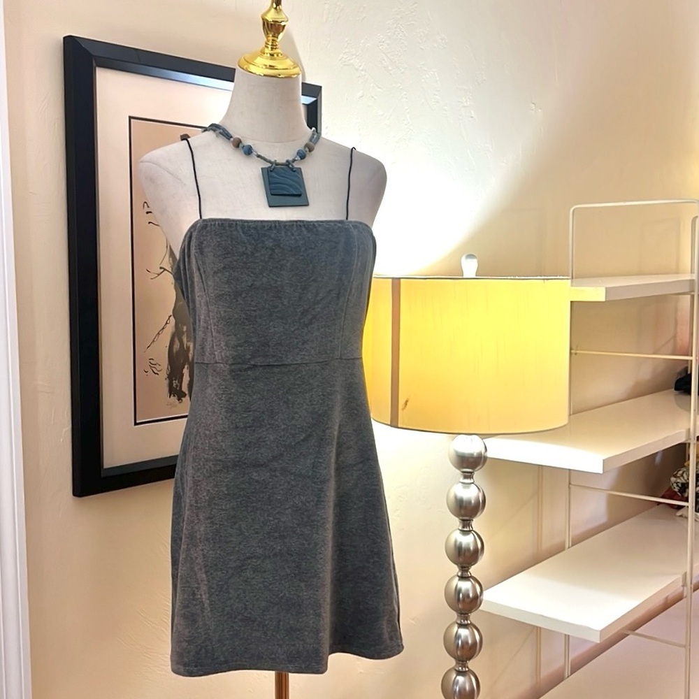 Lunachix Velour Grey,Tank Top Dress, Zumiez Gray Sleeveless Dress,EUC,Size Large - Picture 4 of 12
